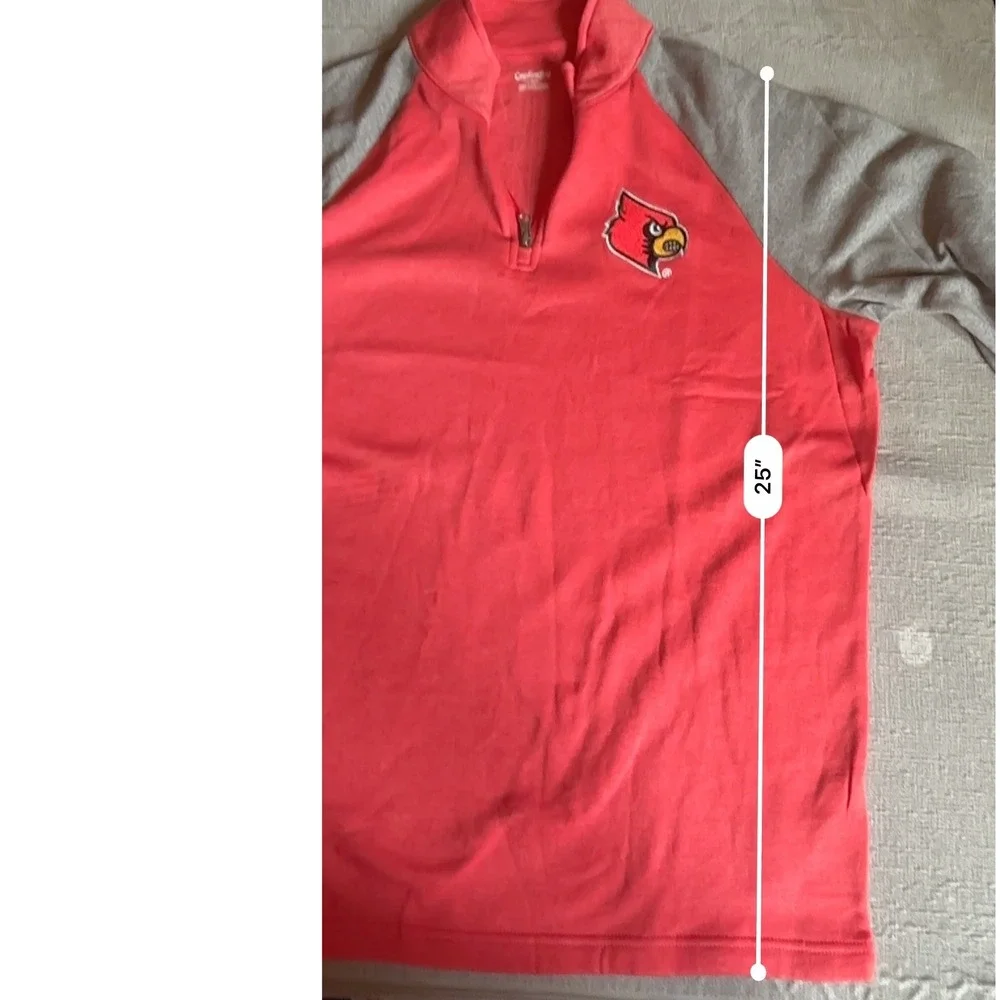 Louisville Cardinals Pullover‎ Quarter Zip Red Gray Long Sleeve Large